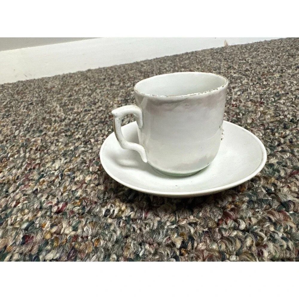 Antique Hand Painted German Demitasse Cup & Saucer Cobalt Blue Gold Gilt